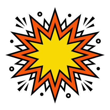 Cartoon comic book style explosive bang bubble isolated on clean white background