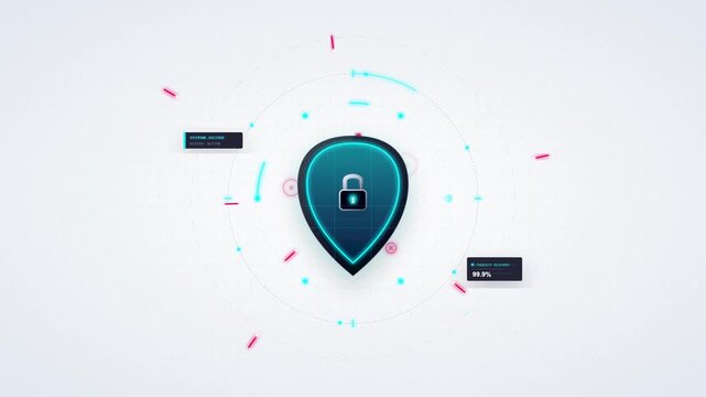 Digital Security Shield Concept with Padlock and Data Interface