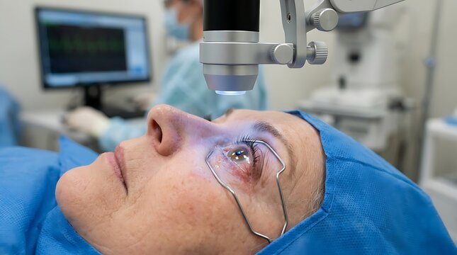 Keratoconus awareness patient undergoing medical laser eye surgery