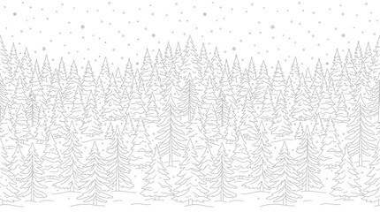 Fototapeta premium Winter forest scene with falling snow