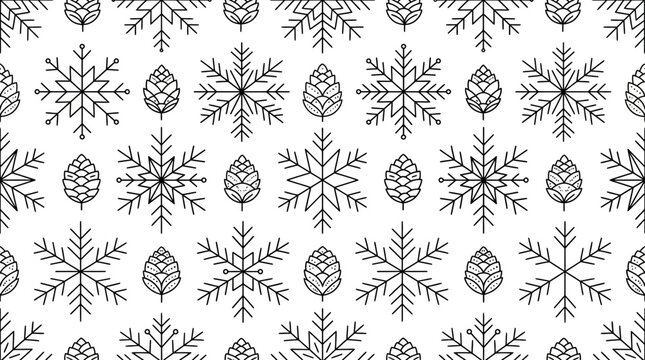 Winter Snowflake and Pine Cone Pattern