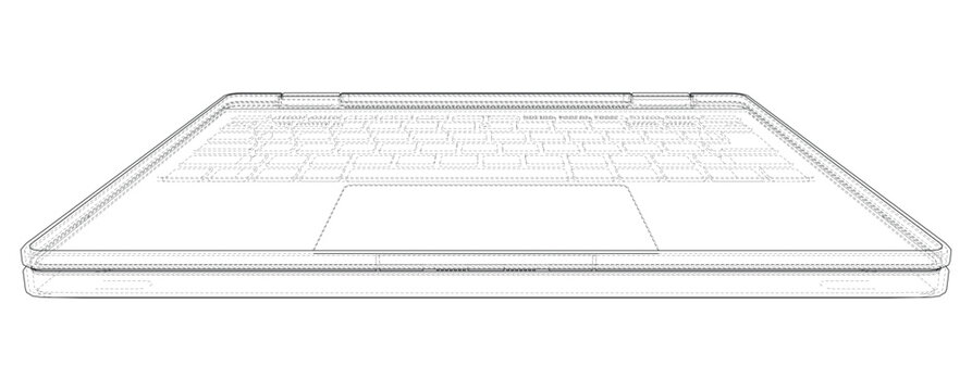 laptop wireframe illustration. Vector