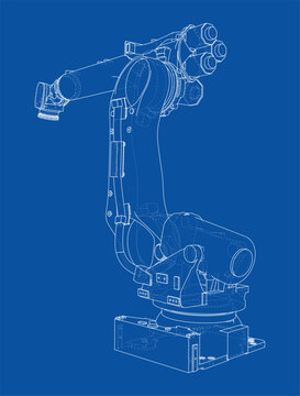 robotic arm blueprint illustration. Vector