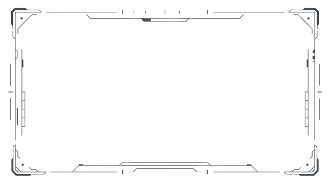 Tech HUD overlay frame with tactical markings for futuristic digital user interface layout