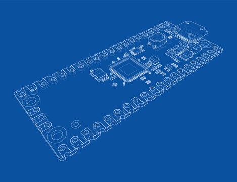 circuit board blueprint illustration. Vector