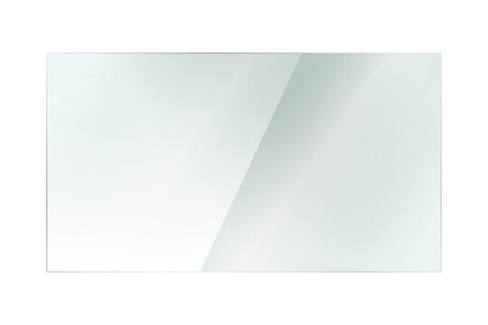 Realistic window pane mockup showing soft light reflection and transparent green glass texture.