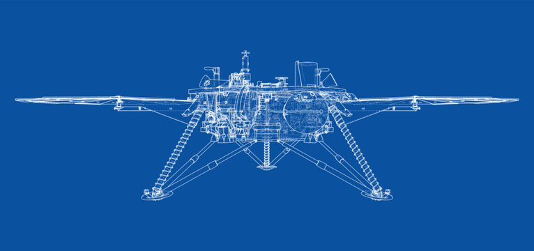 drone blueprint illustration. Vector