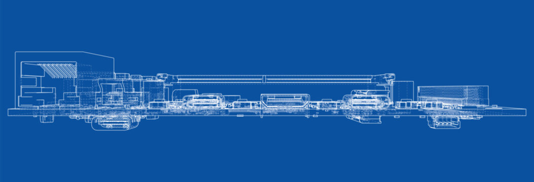 blueprint of industrial machine design. Vector