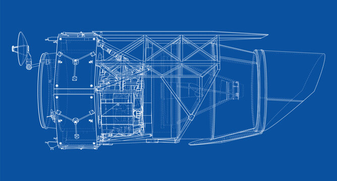 blueprint of an aircraft engine. Vector