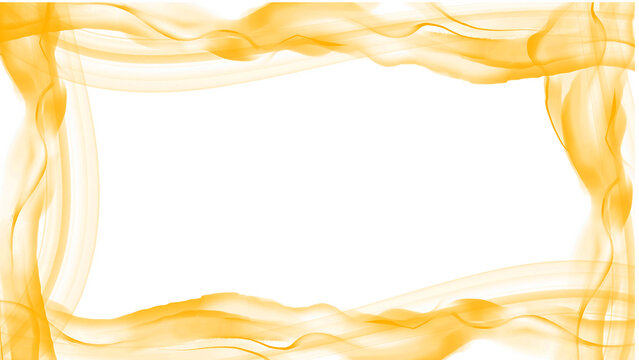 Golden smoke wave border frame template isolated on clean white background