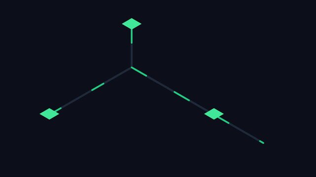 Minimalist 3 d axis graph animation with glowing nodes for data visualization and tech interface 4k