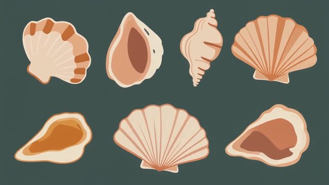 Detailed Illustration Set of Various Seashells and Shells for Beach and Ocean Theme