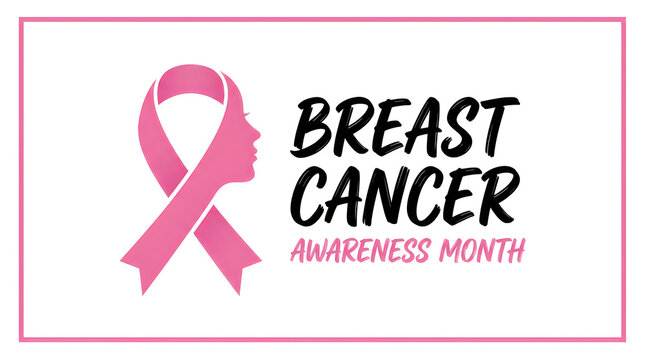 Breast Cancer Awareness Month Ribbon and Woman Silhouette