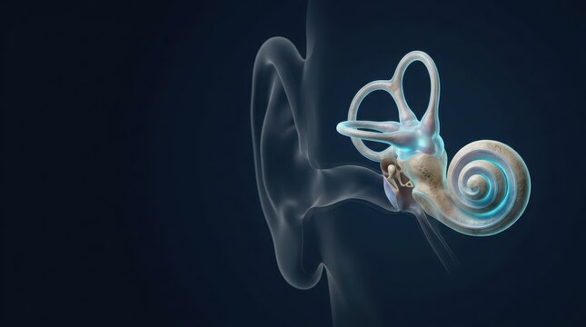 Inner Ear Anatomy Showing Cochlea and Vestibular System for Hearing and Balance human