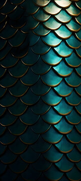 Mysterious Deep Teal Dragon Scale Luxury Wallpaper with subtle reptile pattern with matte and metallic mystery