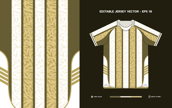 Olive Gold Textured Striped Football Jersey Template for Designers and Print Ready CMYK Files