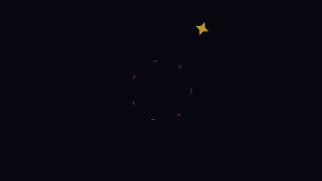 Minimalist animated star with circular path motion on dark animation 4k background, motion circular