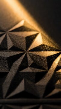 Golden Geometric Shapes Slowly Rotating and Shifting in a Dynamic, Abstract Motion Graphics Loop. with Looping Animation