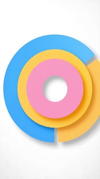 Animated Circular Progress Indicators Smoothly Transitioning Between Blue, Yellow, and Pink Color Schemes. Dynamic Data Visualization Loop.