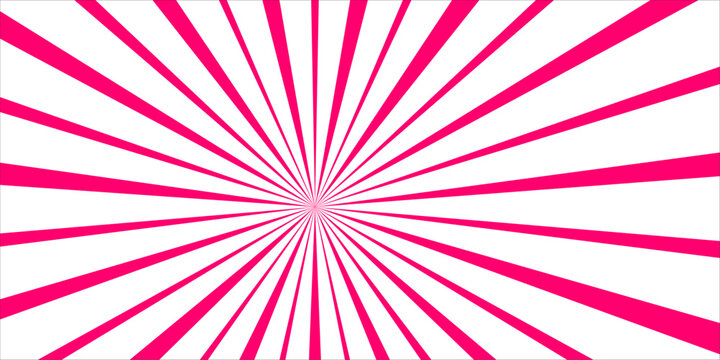 Bright pink sunburst rays against a clean white background in a dynamic radiating pattern for energetic design