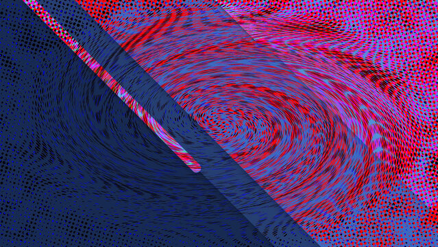 Abstract colorful pixel art face with red and blue hues