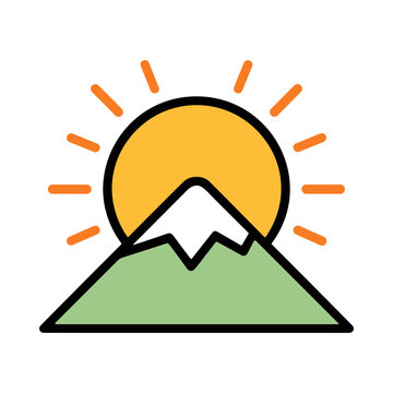 Stylized Mountain Peak Under a Bright Sunny Sky