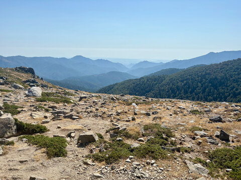  Vue panoramique depuis la Bocca Palmente sur le GR20 en Corse