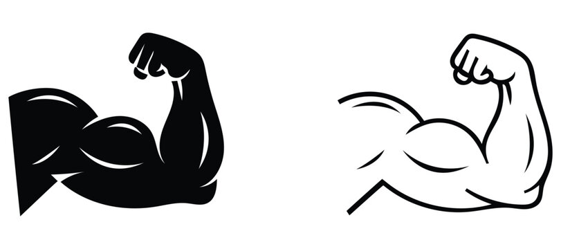 Strong bicep muscle flexing arm icons vector illustration