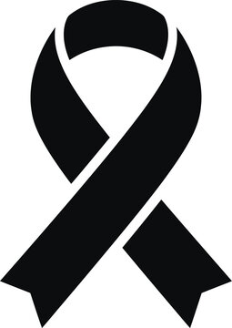 Simple black awareness ribbon icon isolated on white background representing support charity and various health awareness causes