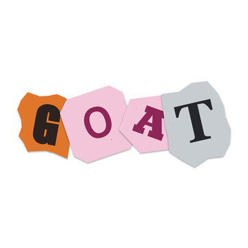 Goat word written with colorful ransom note paper letters