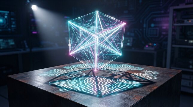 Abstract holographic hypercube dark metallic