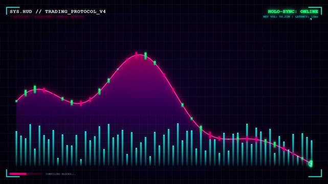 Abstract Glowing Geometric Particles Moving in Dark Space