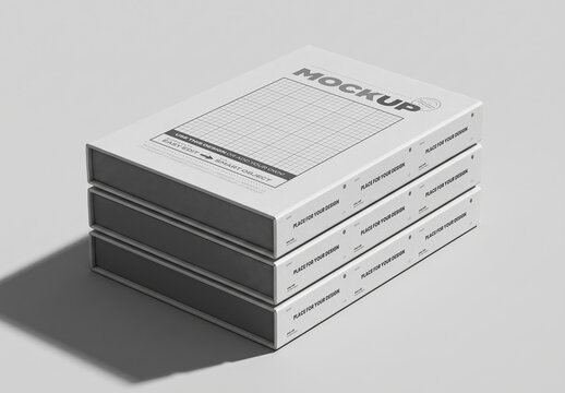 Three Stacked Packaging Sleeve Boxes Mockup
