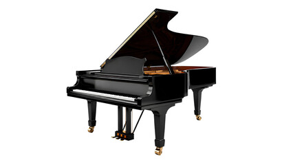 Black Grand Piano with Open Lid Isolated on Transparent Background © Yve Studio