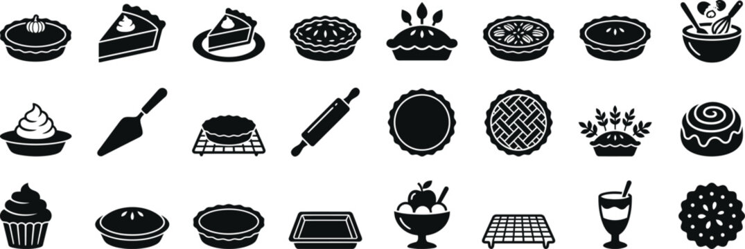 Thanksgiving Pie and Dessert Icons for Holiday Baking