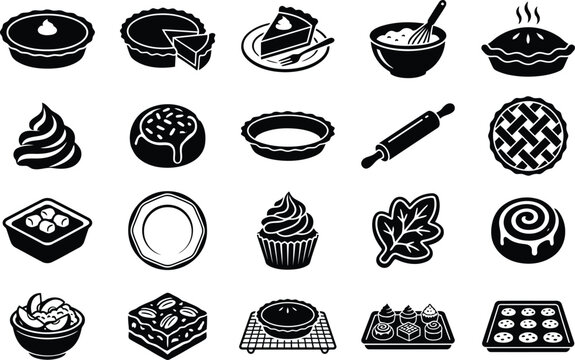 Thanksgiving Dessert Icons Collection for Holiday Baking