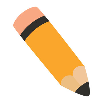 cartoon pencil with eraser, flat icon