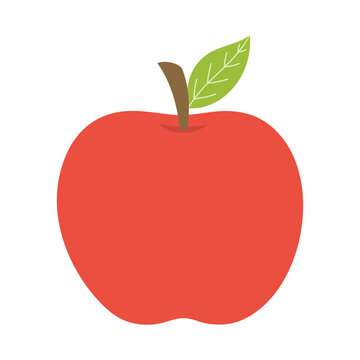 vector illustration of red apple with green leaf