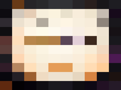 Pixelated abstract background, with a central, cream rectangle, surrounded, by dark purple, brown, and black, square grid patterns