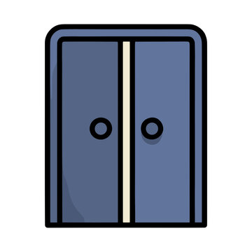 Blue double doors with round handles icon