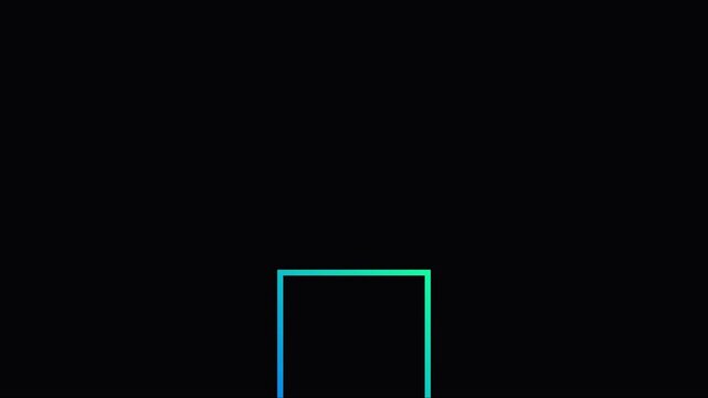 Minimalist neon gradient square frame animation on 4k black background, border