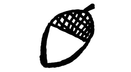 Large Acorn Doodle, Bold Hand Drawn Woodland Brush Illustration © Mahid