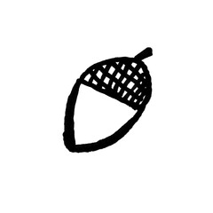 Simple Hand Drawn Acorn Doodle, Woodland Botanical Line Art © Mahid