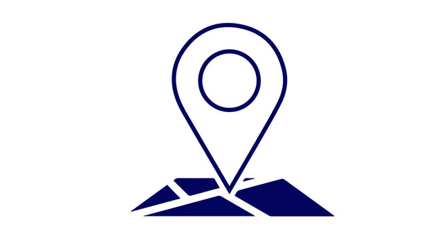 Blue map pin pointer icon on map background with location pin gps marker map navigation geo tag travel map route planner position indicator find location address icon direction sign