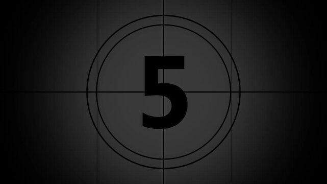 10 seconds old film countdown animation with black background. Vintage countdown movie from 10 to 0 number. 10 seconds countdown from ten to zero. digital timer, Clock and watch.