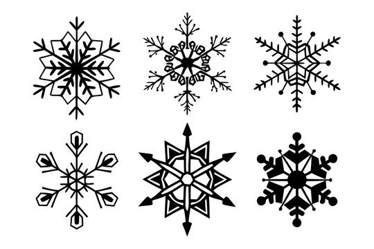 Black and white intricate snowflake designs collection
