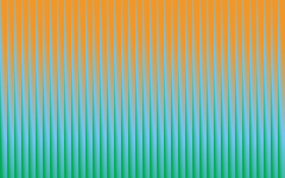 Abstract orange blue and green gradient vector background with 3D fluted vertical stripe pattern texture