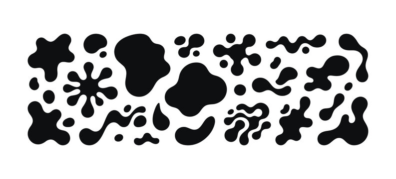 Black blobs and abstract organic shapes vector set