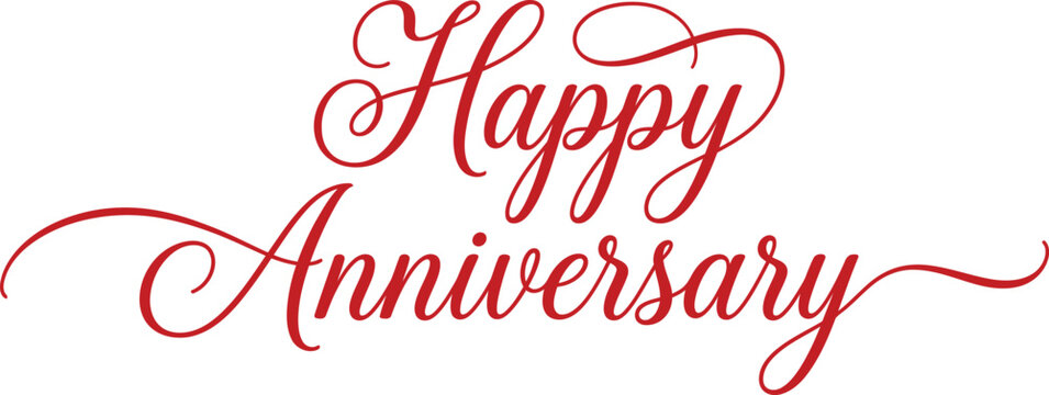 Happy Anniversary red script typography design