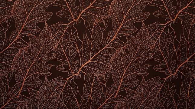 Abstract dark brown background featuring intricate branching patterns resembling organic root systems or delicate lace textures